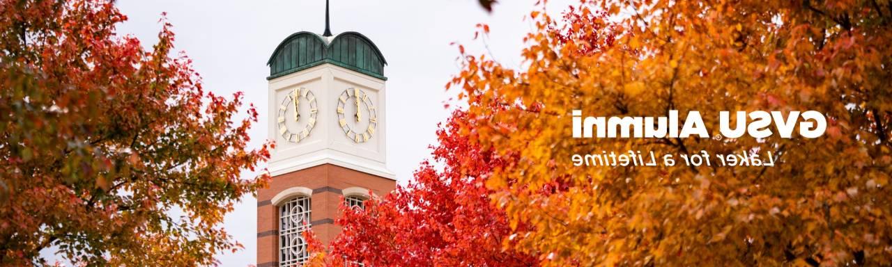 Cook Carillon Tower surrounded by fall leaves